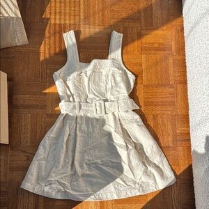 Elegant Cream Belted Dress